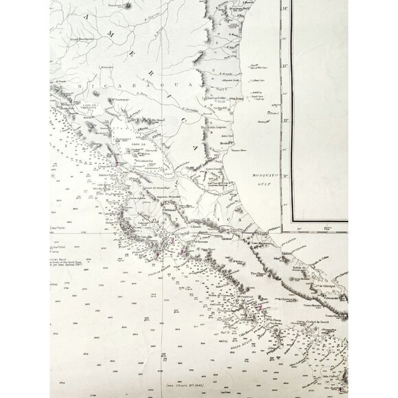 1970 Nautical Ship Map Isla Coiba To Bahia Manzanillo 50"x28" Sailing MAPS - Picture 8 of 9